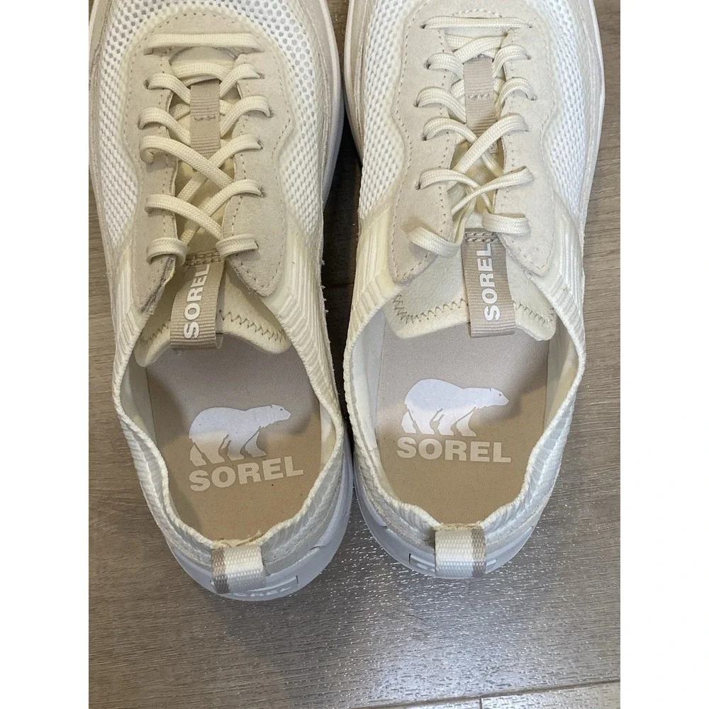 Sorel Women's ONA 503 Low Suede Knit Sea Salt Chalk Platform Sneakers Shoes 10